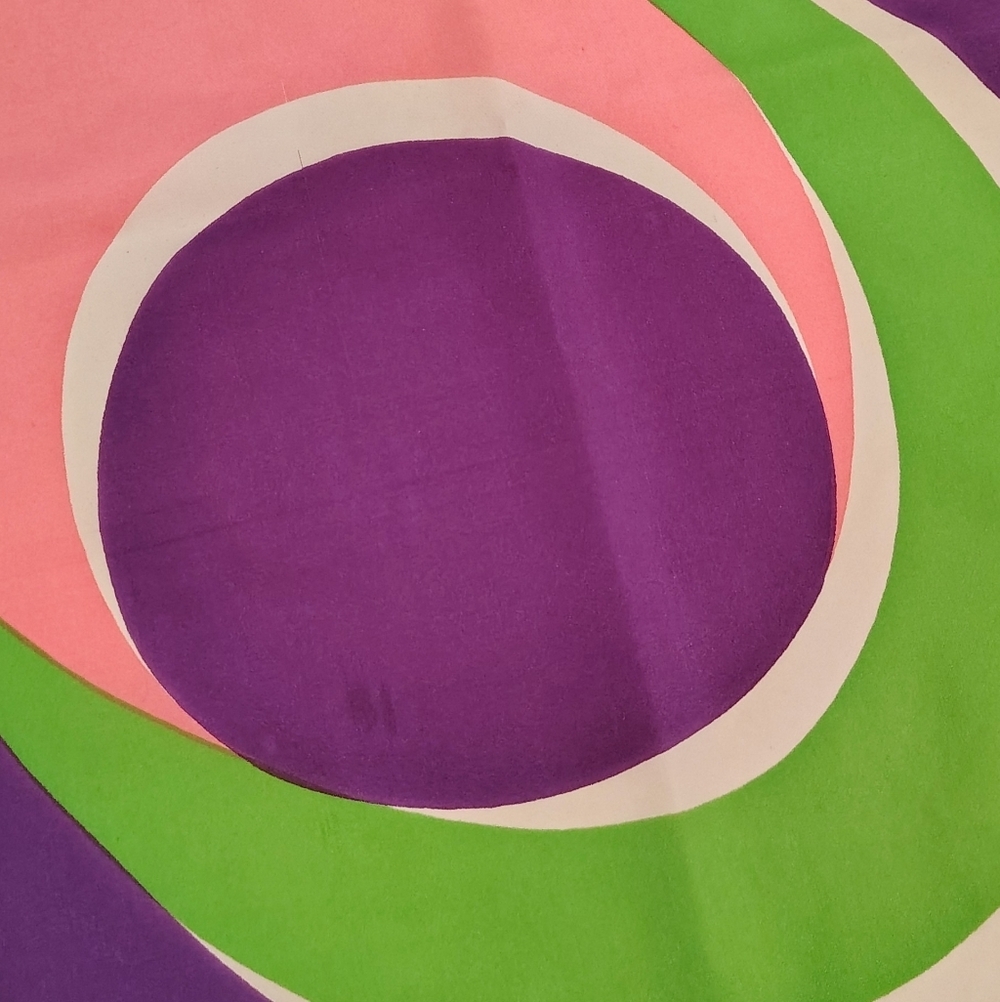 Pia Piccini Vintage Swirl Print Silk Scarf in Pink, Green & Purple - Picture 9 of 14